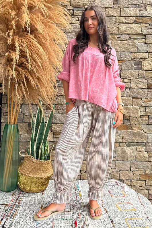 Kiti Paisley Damask Artist Smock Indian Pink